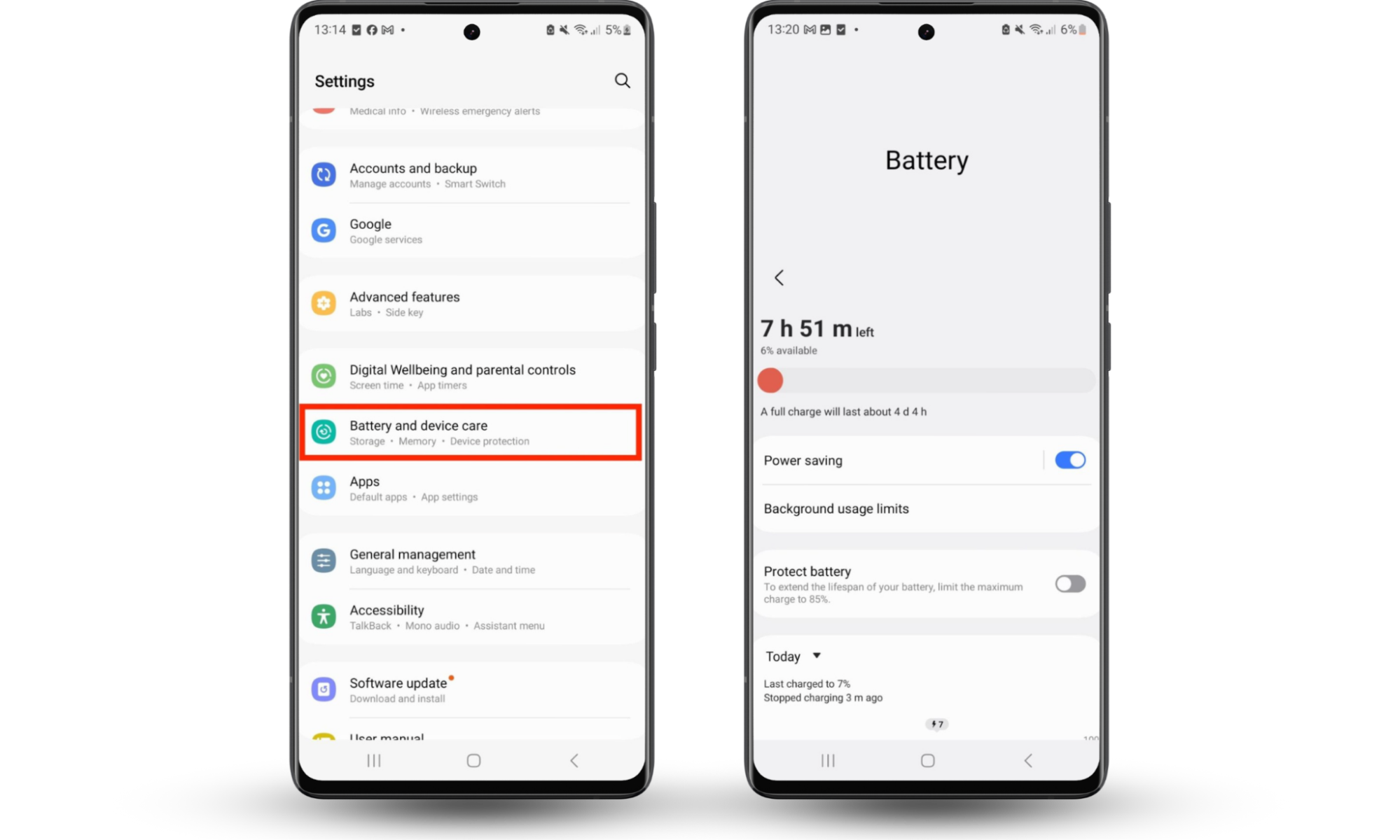 How to check battery usage on Android if you think the Android system WebView is a spy app. Go to Settings, Battery and device care, then Battery.