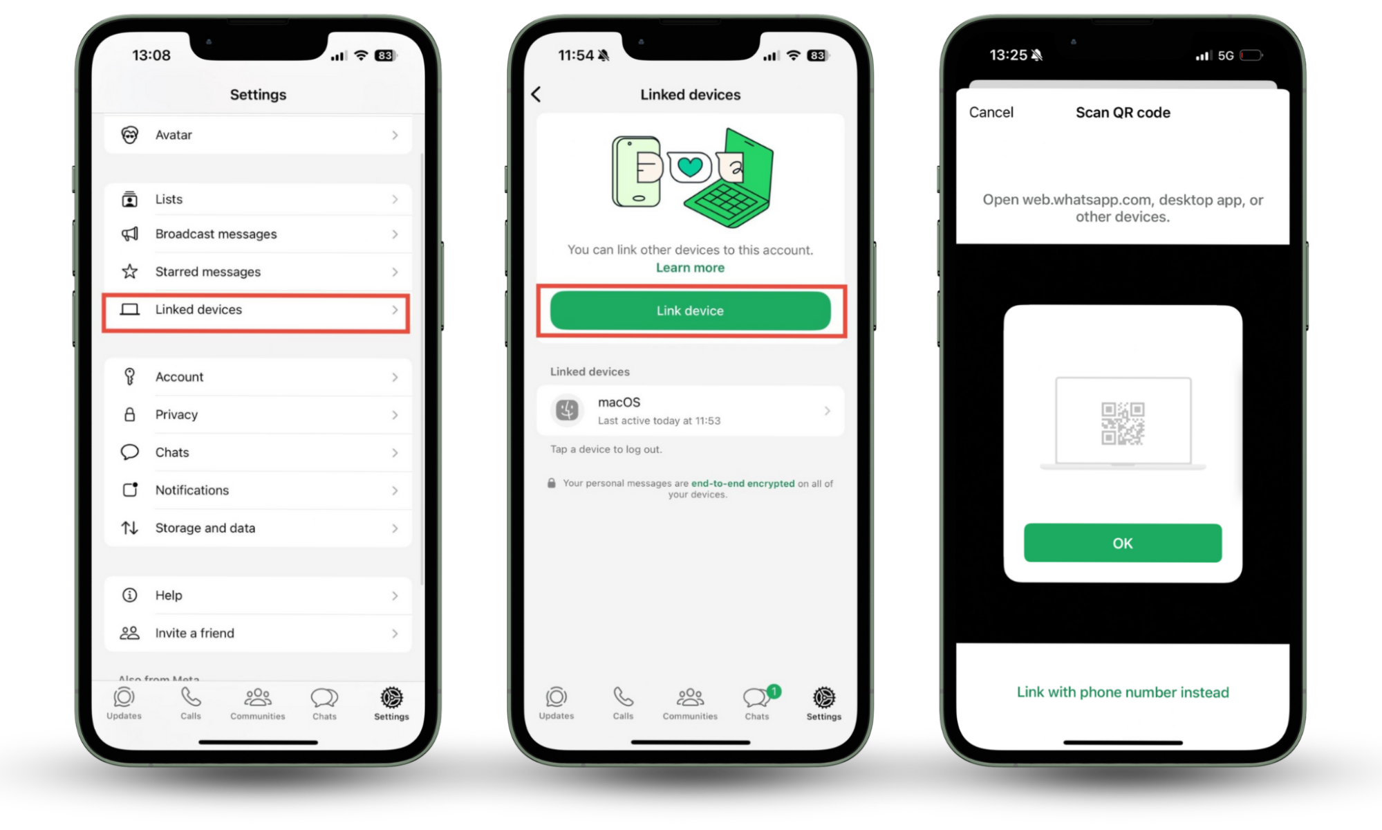 WhatsApp on an iPhone, showing the steps needed to link a device. You might know if someone is reading your WhatsApp messages from another device if they have access to your computer. WhatsApp on an iPhone, showing the steps needed to link a device. You might know if someone is reading your WhatsApp messages from another device if they have access to your computer.