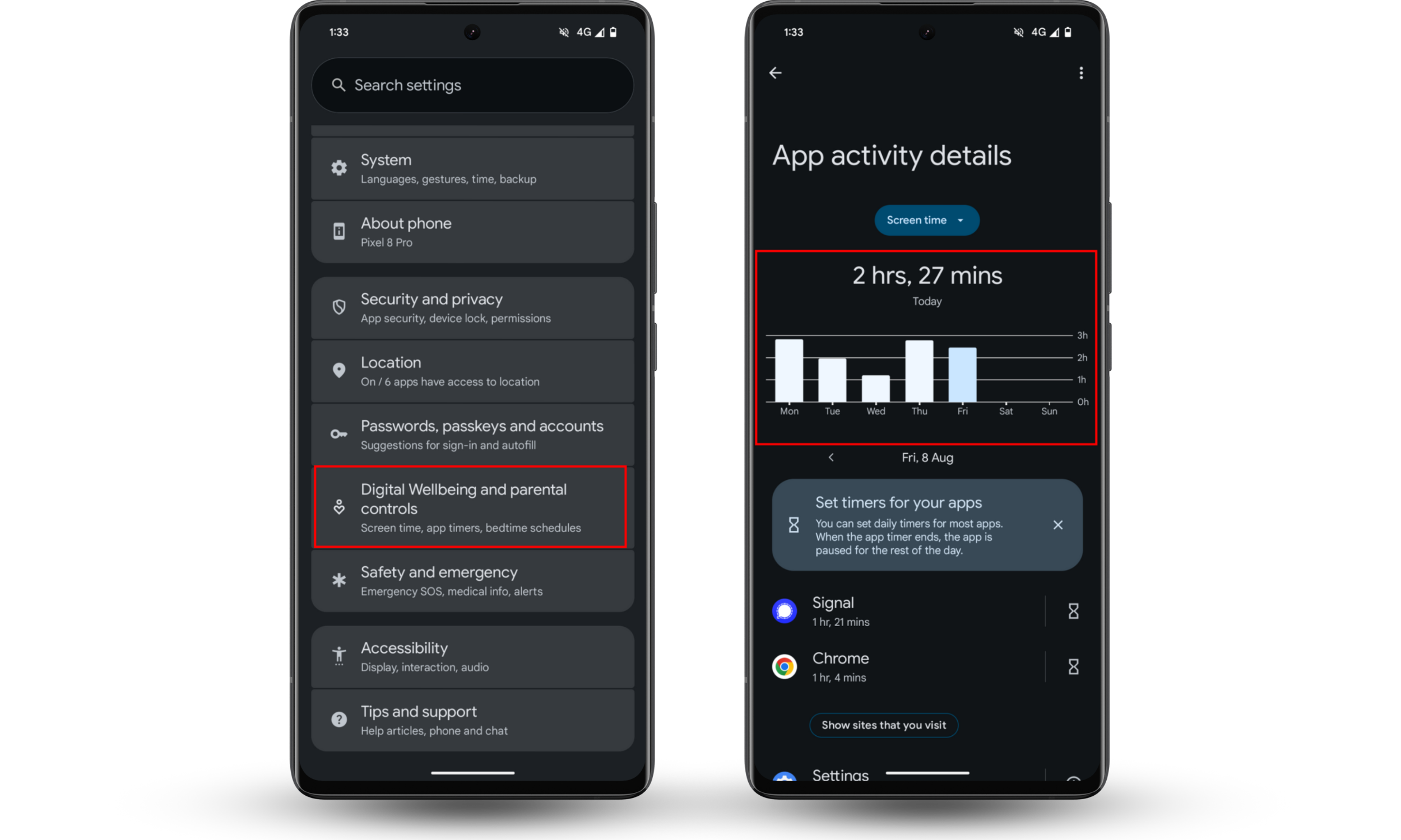 To lock apps on Android, you can use the Wellbeing features. Open Settings > Digital Wellbeing and parental controls. Tap the graphic to view app usage. To lock apps on Android, you can use the Wellbeing features. Open Settings > Digital Wellbeing and parental controls. Tap the graphic to view app usage.
