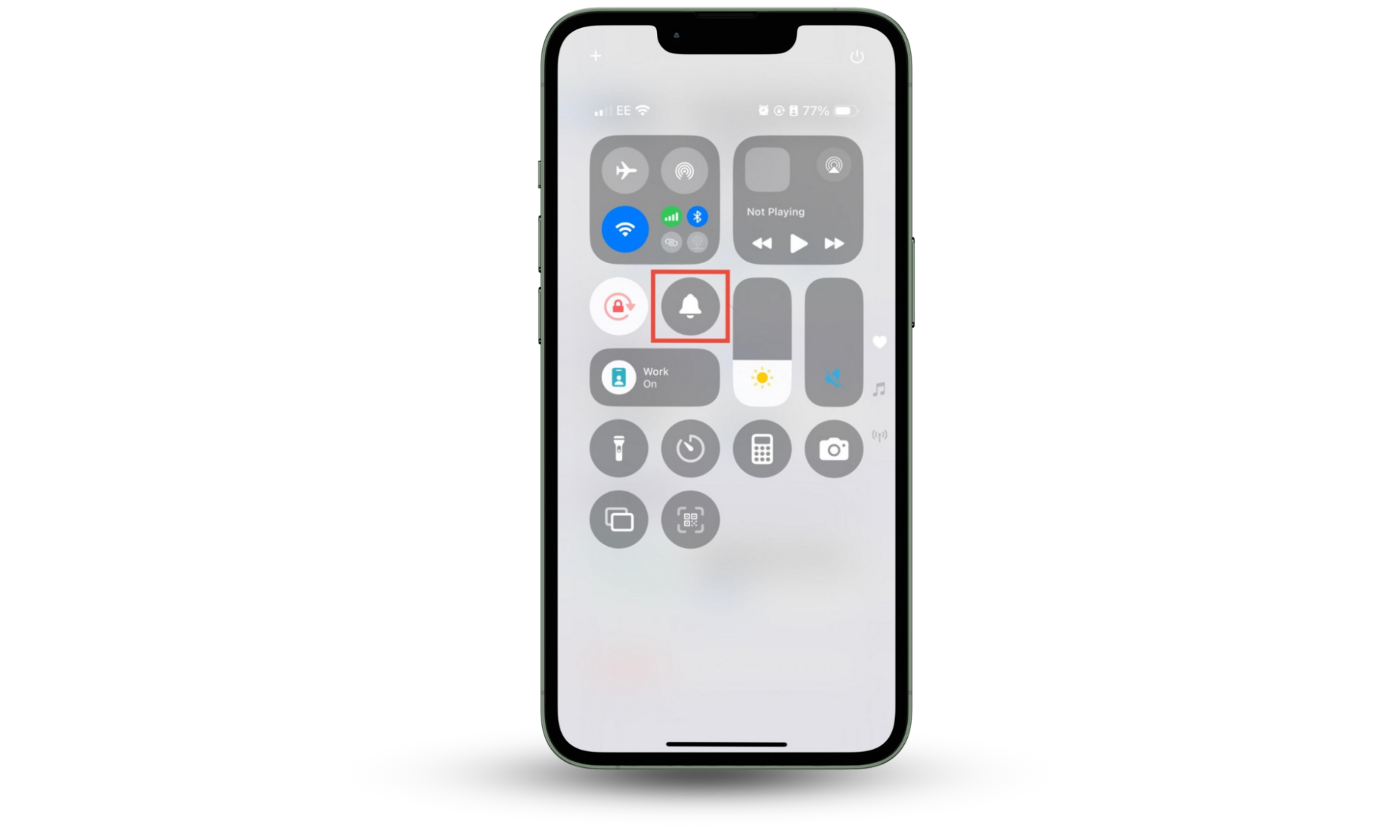 The Control Center on an iPhone, with the mute button highlighted. This is the easiest way to silence calls on iPhone. The Control Center on an iPhone, with the mute button highlighted. This is the easiest way to silence calls on iPhone.