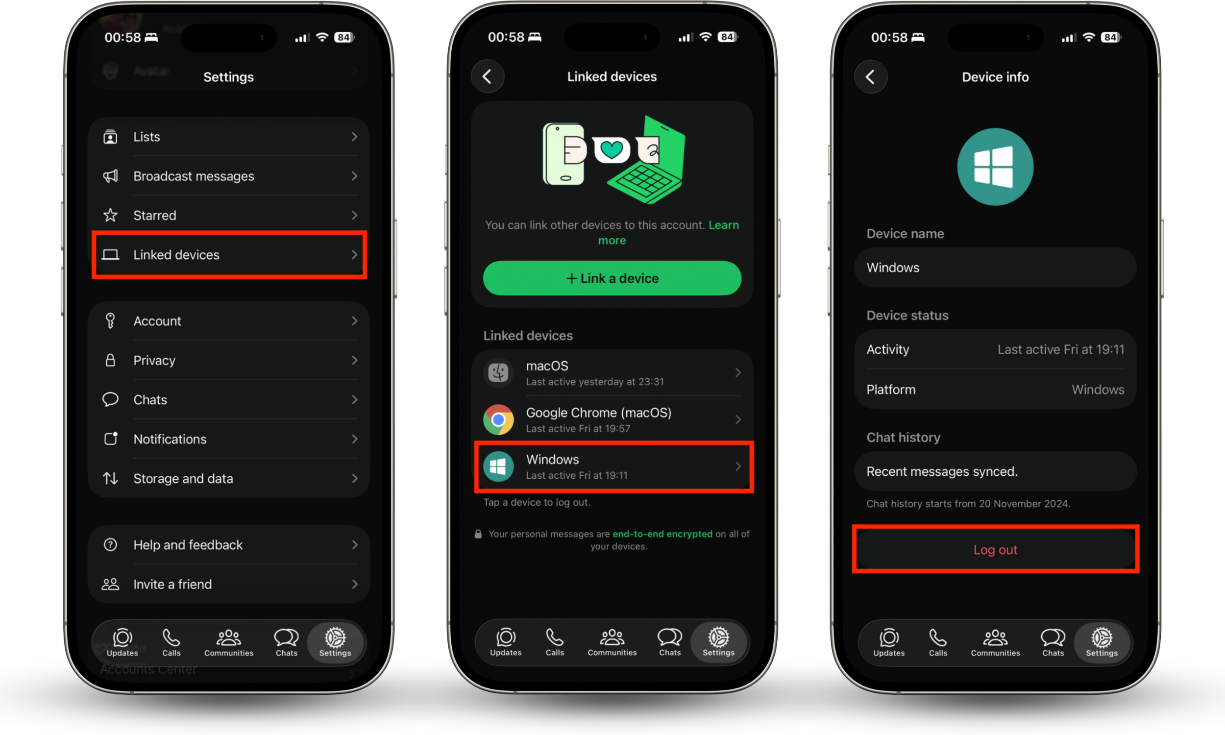 A list of Linked devices inside the Settings menu in WhatsApp for iOS. When you want to know how to know if your WhatsApp is cloned, check the list of linked devices and remove any you don't recognize.