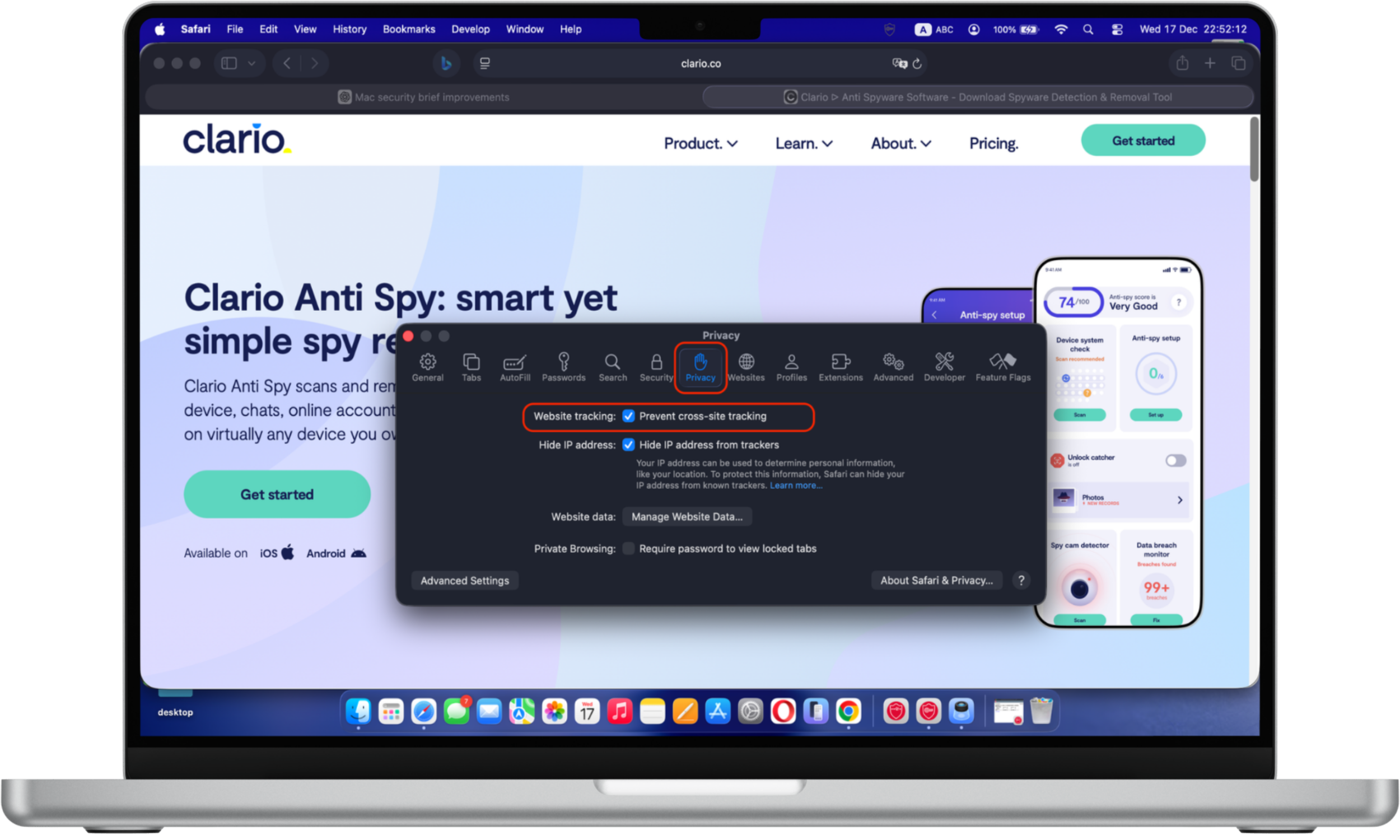 Screenshot showing Safari settings with the Privacy tab open, where you can enable the option to block cross-site tracking. Screenshot showing Safari settings with the Privacy tab open, where you can enable the option to block cross-site tracking.