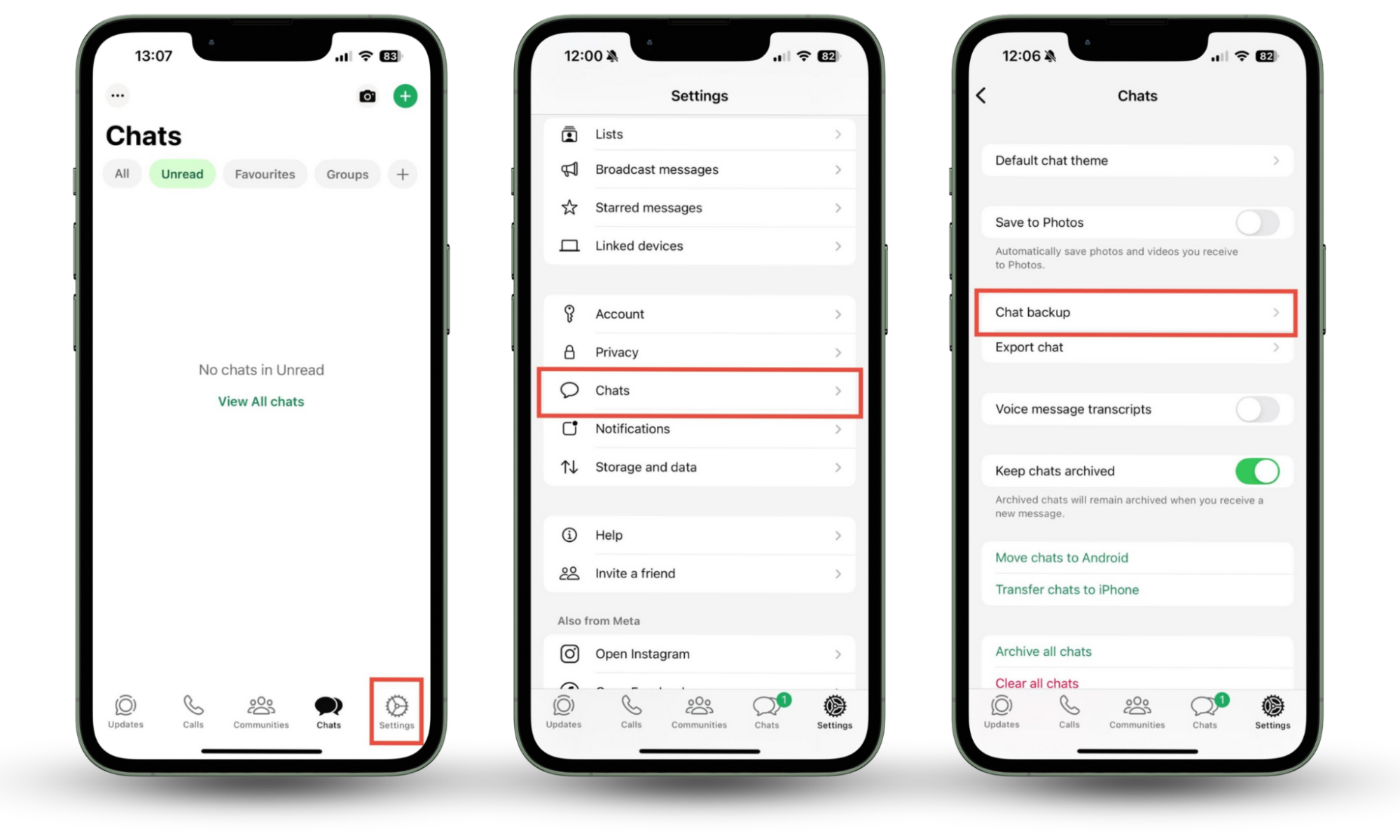 WhatsApp settings, showing how to set up backups of your chats. If someone has access to your backups, you might know if someone is reading your WhatsApp messages from another device. WhatsApp settings, showing how to set up backups of your chats. If someone has access to your backups, you might know if someone is reading your WhatsApp messages from another device.