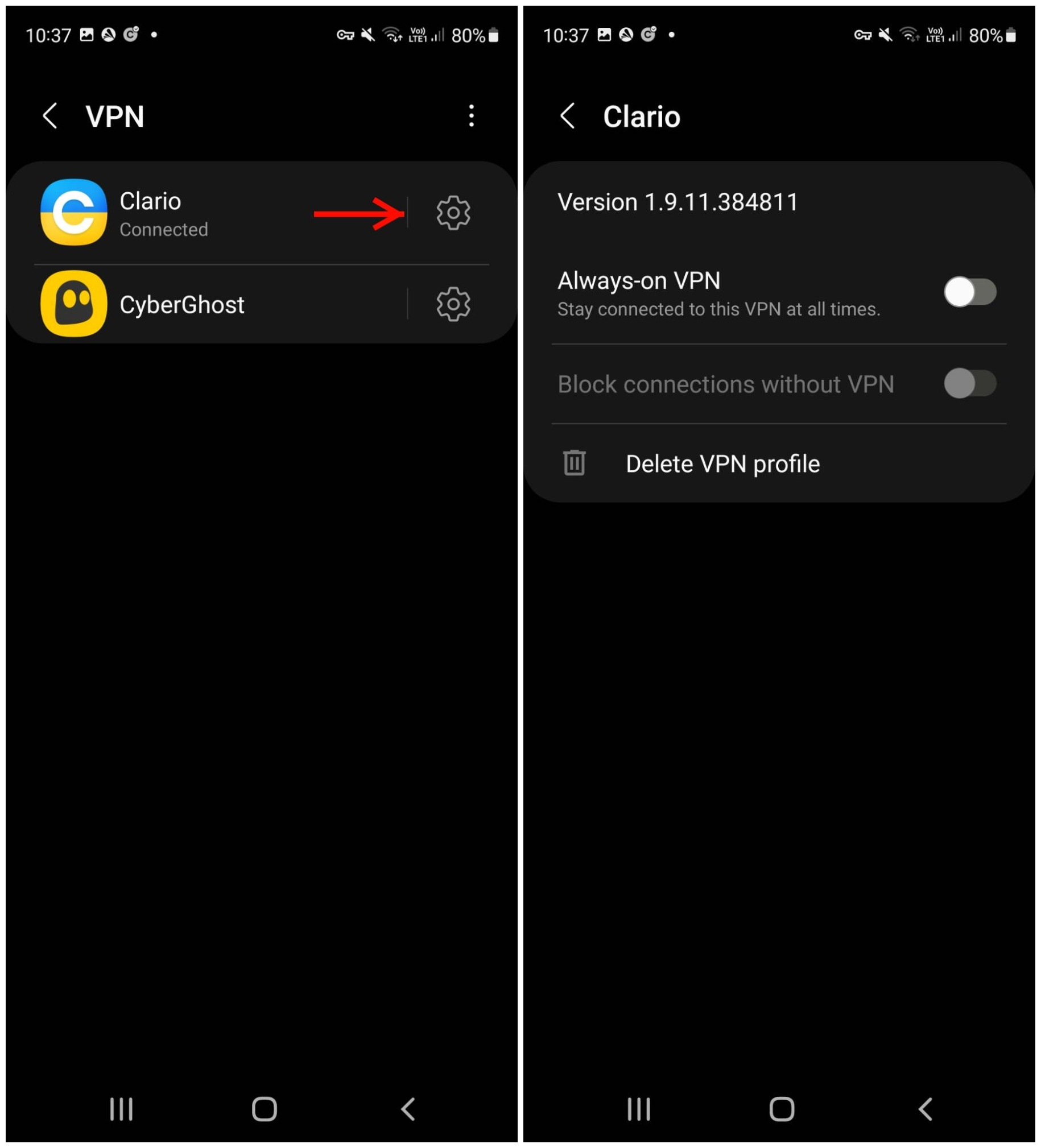 Add VPN profile and save the settings. Add VPN profile and save the settings.