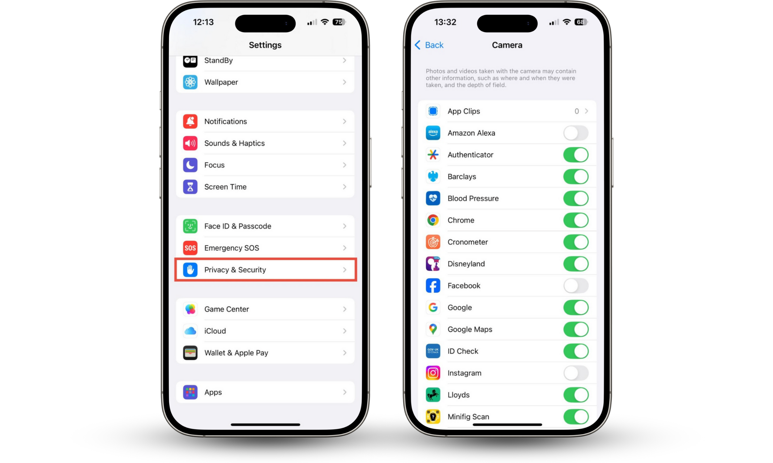 How to review app permissions on an iPhone, via the Privacy & Security Settings. To check if your iphone is hacked in settings, look at your app permissions.