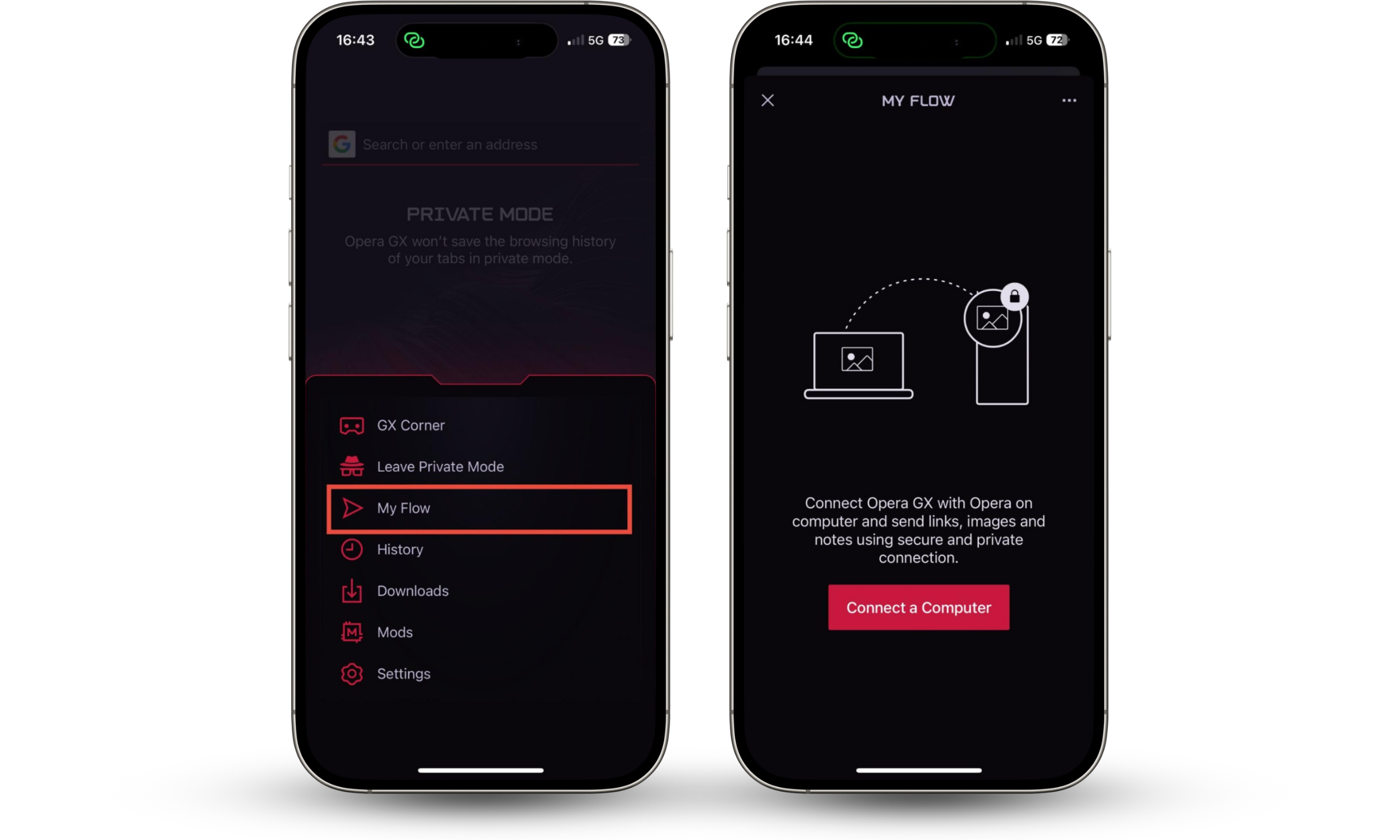 How to connect your computer and phone using Opera GX gaming browser's Flow feature.