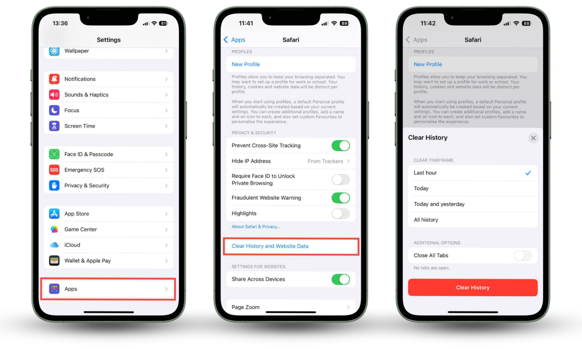 The steps needed to clear history and website data in Safari on iOS. How to remove virus from iPhone, using Apple's Settings. The steps needed to clear history and website data in Safari on iOS. How to remove virus from iPhone, using Apple's Settings.
