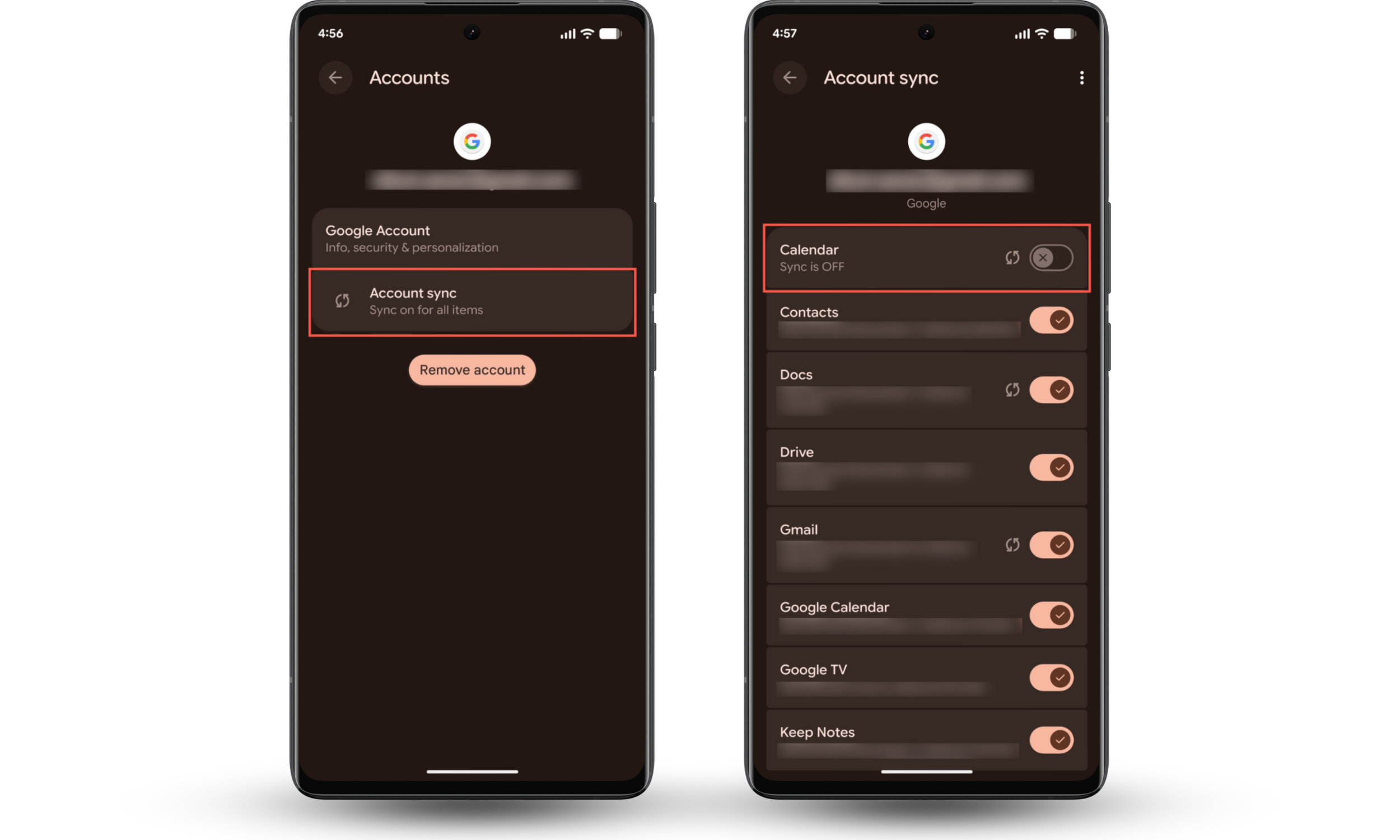 These Android screenshots show how to turn off Google Calendar sync to stop your calendar from syncing with another phone.
