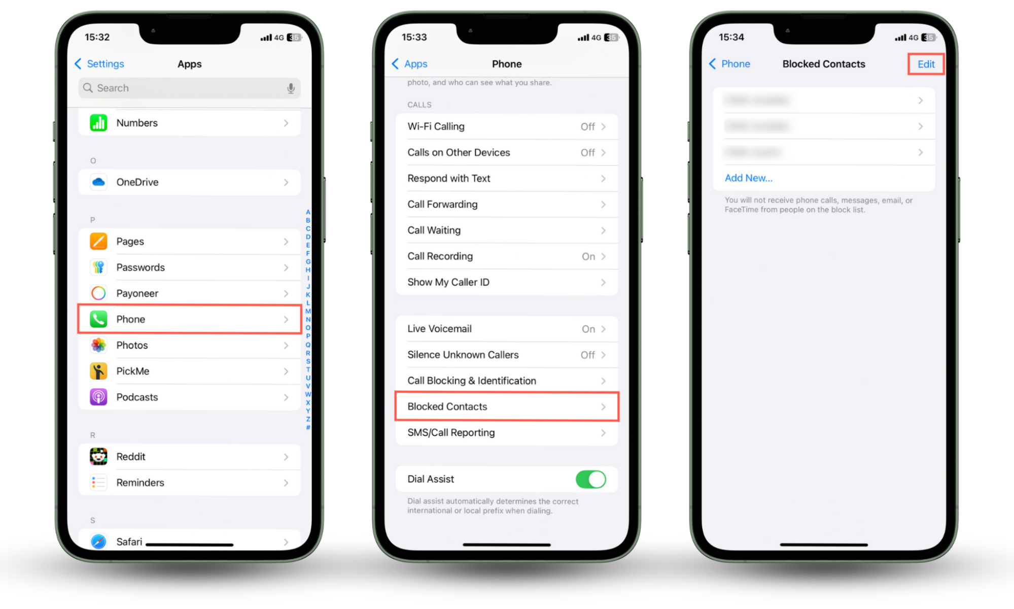 These iOS screenshots show how to view your list of blocked numbers on an iPhone via the Blocked Contacts list in the Settings app. These iOS screenshots show how to view your list of blocked numbers on an iPhone via the Blocked Contacts list in the Settings app.