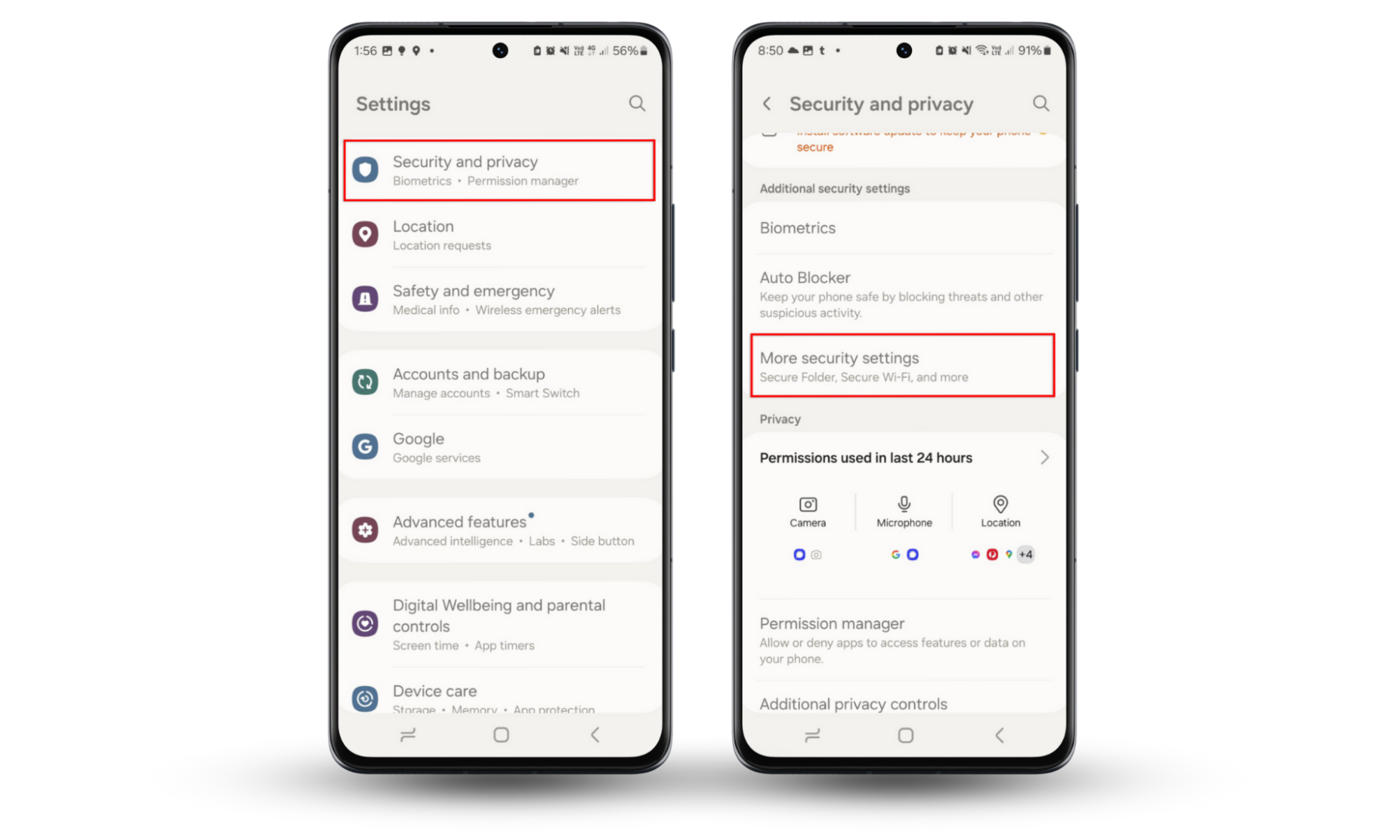 If you know if someone is tracking your phone, block them by preventing apps from downloading new apps. Open Settings > Security and Privacy > More security settings. If you know if someone is tracking your phone, block them by preventing apps from downloading new apps. Open Settings > Security and Privacy > More security settings.