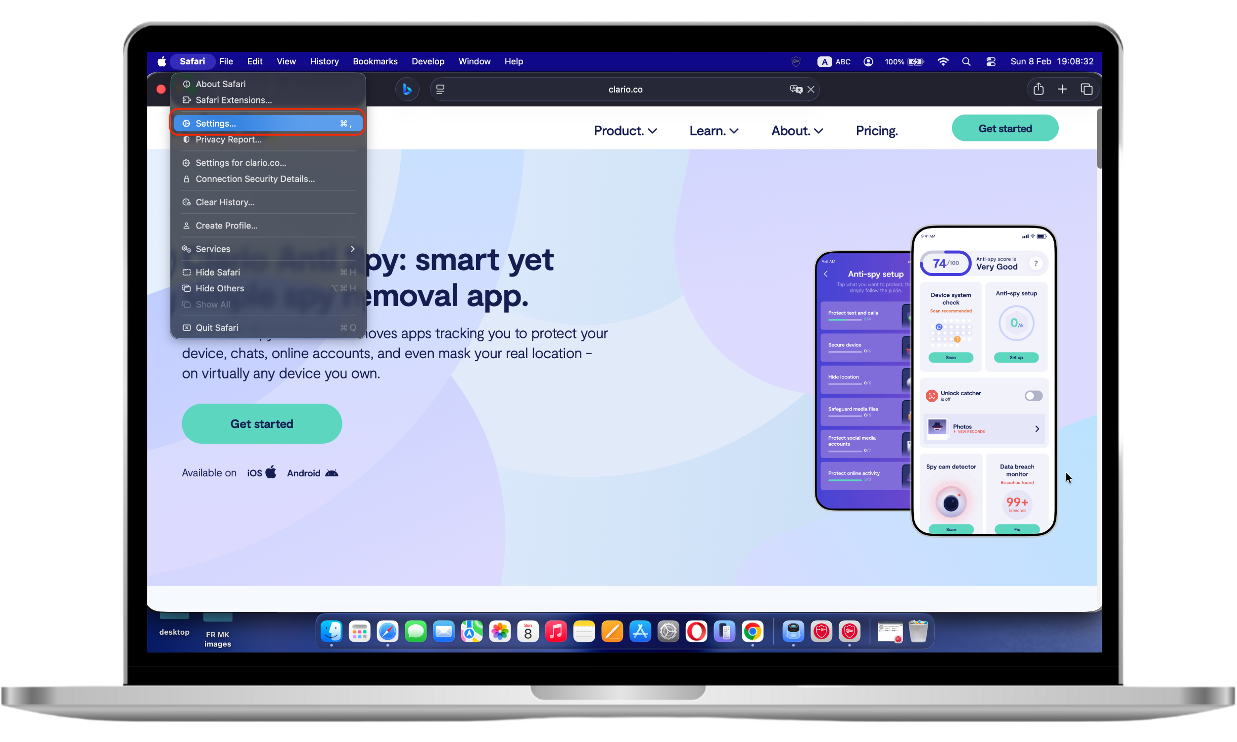 how to open Safari settings to configure proxy options as one of the ways to hide your IP address in three different ways