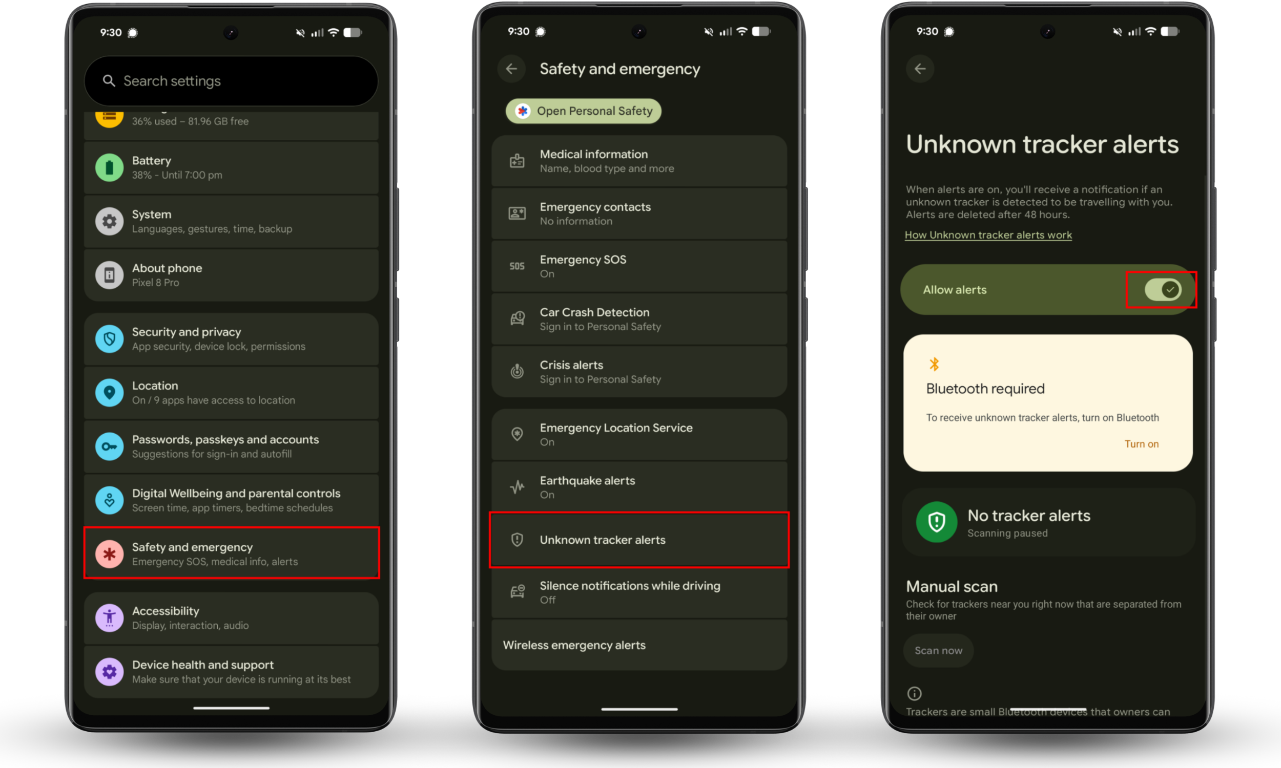To turn off unknown tracker alerts, go to Settings > Safety and emergency > Unknown tracker alerts and toggle the setting off.